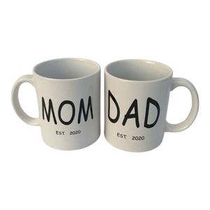 MOM DAD EST. 2020 Set Of Mugs Cups Gift Idea